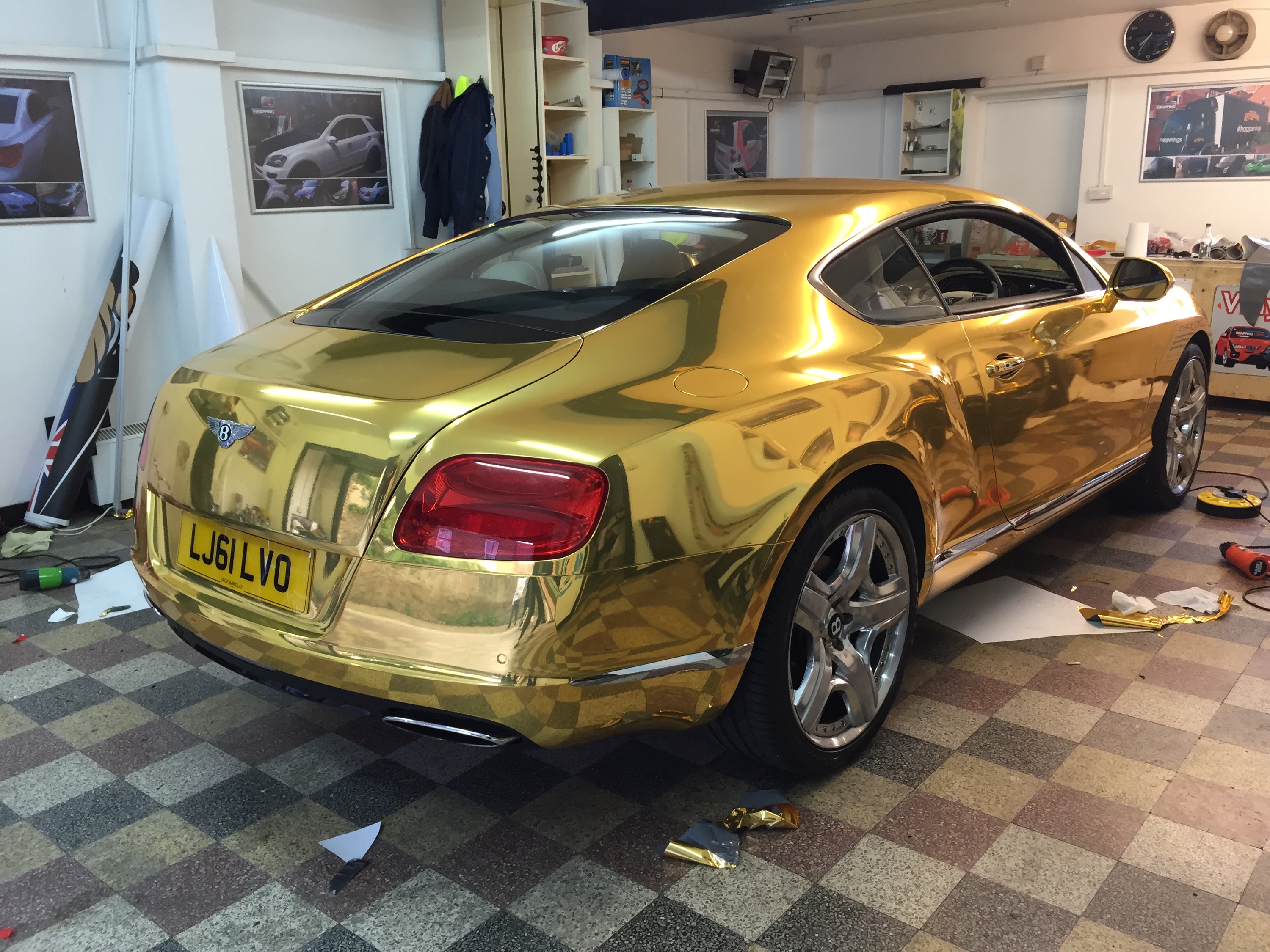 Maserati GT vinyl wrapped Chrome Gold at Wrapping Cars London